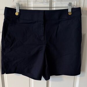 LOFT Riviera Navy Blue Button Tab High Waist Shorts 4 inch inseam Size 10
